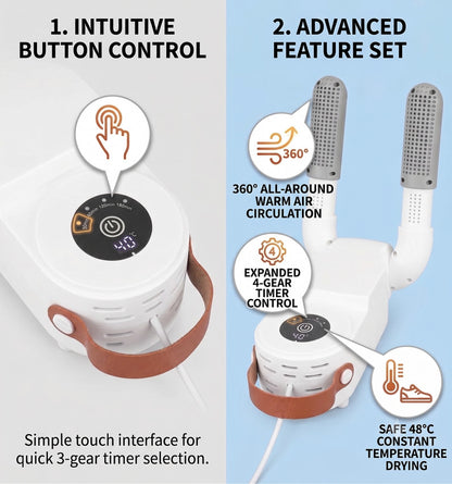 Electric Shoe Dryer & Boot Warmer with Intelligent Timer, 360° Hot Air Circulation & Deodorizing Function